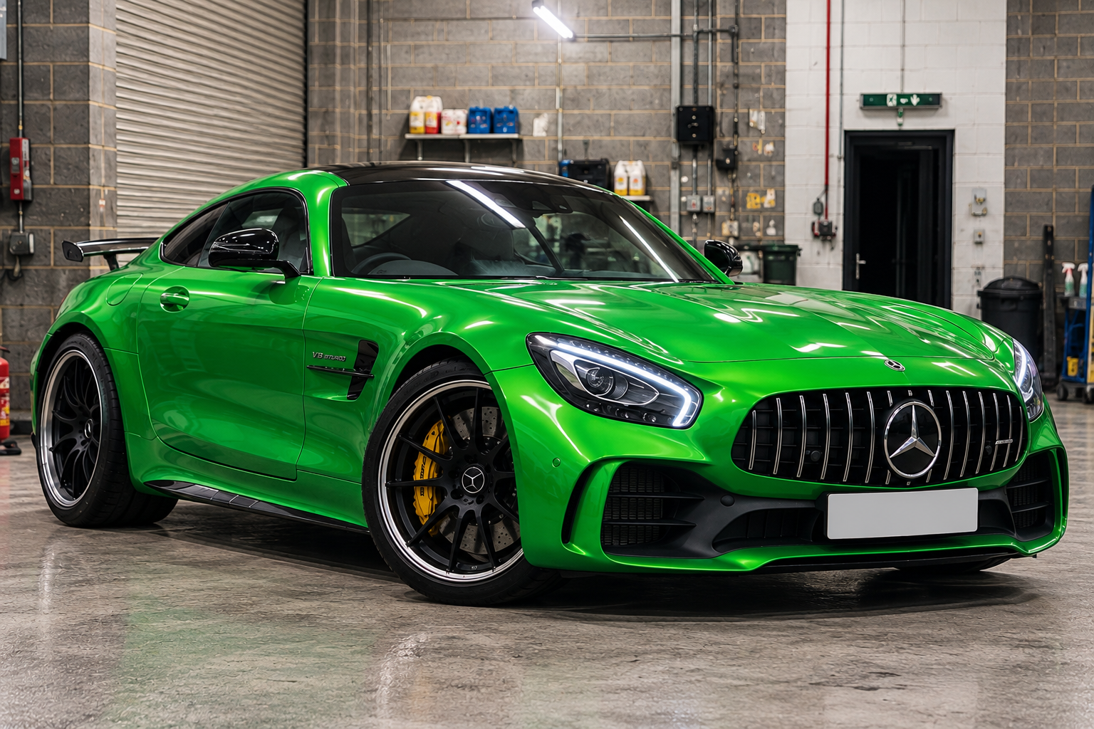Green Mercedes colour change wrap in Kensington